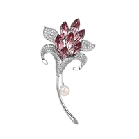 Broche de luxe coréenne XILIANGFEIZI, exquise, en forme de lys, personnalisée, avec perle d'eau douce naturelle et zircon, cadeau de mariage pour femme, accessoire de corsage