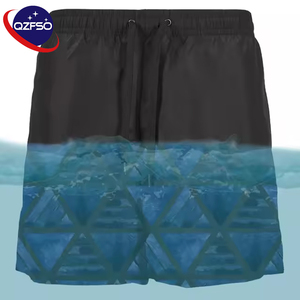 Shorts de bain thermochromiques QZFSO personnalisés avec logo, tissu sensible à la température, changement de couleur, pour la plage - Product Image 1