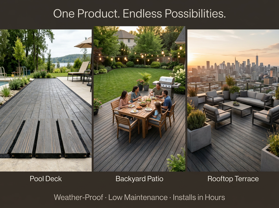 PVC Outdoor Decking Board 3D Embossed Wood Grain Slip-Resistant UV ...