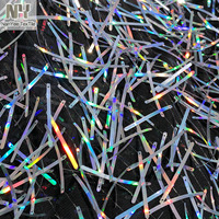 Tissu en maille à franges de paillettes argentées irisées Nanyee Textile, 6 cm de long, pour robe de soirée, robe de danse de scène