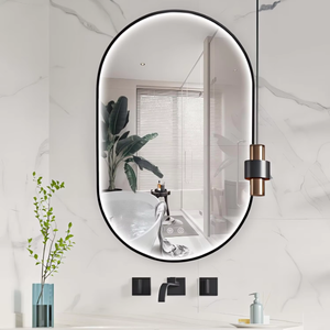 <span class=keywords><strong>Miroir</strong></span> <span class=keywords><strong>de</strong></span> <span class=keywords><strong>salle</strong></span> <span class=keywords><strong>de</strong></span> <span class=keywords><strong>bain</strong></span> ovale moderne à LED IP44 avec éclairage, interrupteur tactile, anti-buée, pour la décoration et le maquillage - Product Image 1