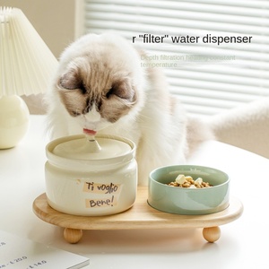 Dispenser air sirkulasi otomatis keramik ganda sunyi anjing kucing perangkat pemberi makan air ramah lingkungan mangkuk hewan peliharaan - Product Image 2