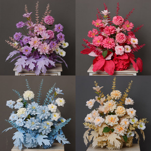Arreglo de Flores Artificiales, Flores de Seda y Plástico Mixtas, Eucalipto, Centro de Mesa para Bodas, Decoración del Hogar - Product Image 5