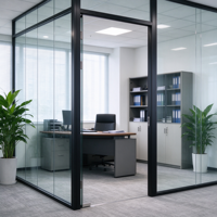 Porte de séparation vitrée en acier de style Crittall, porte intérieure battante à cadre en acier carbone cintrée pour aménagement commercial