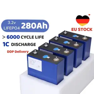 Livraison DDP sans taxe 280 Ah Lipofe4 cellules 6000 fois Cycles profonds Grade A 3.2V 280Ah Lifepo4 Batteries Lithium Ion