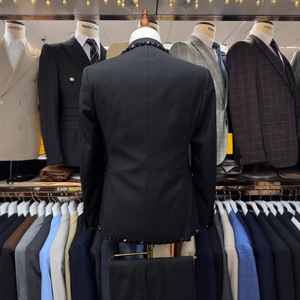 Design Slim Fit per matrimoni eventi aziendali occasioni speciali cristalli abiti <span class=keywords><strong>da</strong></span> <span class=keywords><strong>cerimonia</strong></span> uomini neri 3 pezzi - Product Image 2