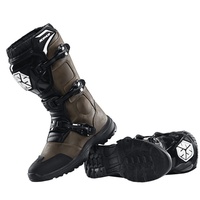 Bottes de moto vintage personnalisées en cuir marron et noir, imperméables et respirantes, pour hommes