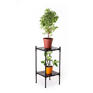 Soporte de Metal Negro de Dos Niveles para Plantas, Soporte para Macetas, Estante de Exhibición de Plantas de Doble Capa para Interiores, Exteriores, Hogar, Jardín, Balcón - Product Image 1