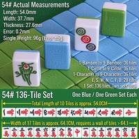 Jeu de Mahjong 136 tuiles 54 mm vert bleu magnétique compatible 4 joueurs jeu de table automatique