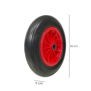 Ruota per carrello da serra in poliuretano antiforatura con cerchio in plastica, diametro 360 mm, asse da 20 mm. - Product Image 2