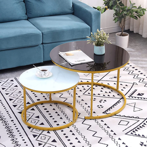 Tables gigognes modernes avec dessus en marbre, cadre en fer, table d'appoint à faible encombrement pour salon hôpital salle de bain école, vente à chaud - Product Image 2