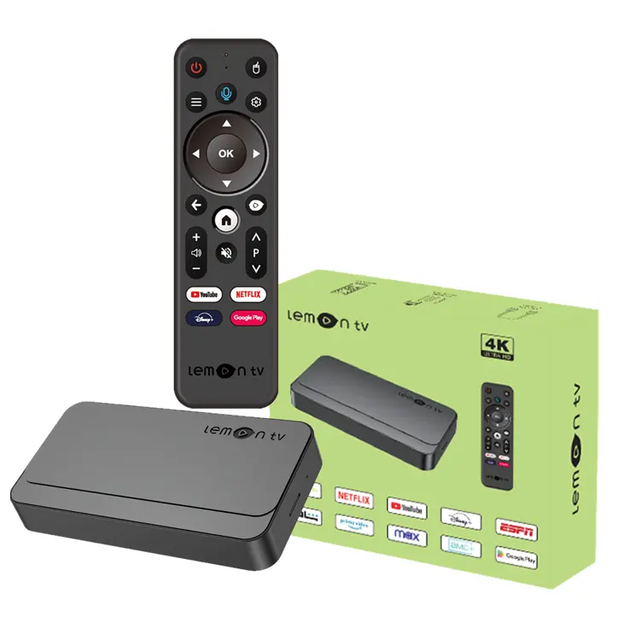 Smart Voice Remote 4K HD Video Media Player Set Top Box 2GB RAM 16GB ROM Streaming Dual Wifi Lemon TV Android 12 TV Stick Box