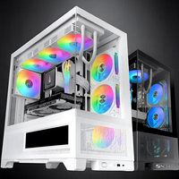 Boîtier PC de jeu ATX avec écran LCD, 2 fenêtres en verre, boîtier PC de bureau avec écran