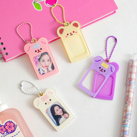 Mignon Magnétique Acrylique Photocard Porte-clés Kpop Fans Club Collection Cadeaux Identification Photo Lapin Titulaire de la Carte