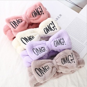 Bandeau <span class=keywords><strong>Beauté</strong></span> Personnalisé Séchage Rapide Femmes OMG logo Noeud Papillon Créateur Maquillage Bandeaux Extensibles - Product Image 5