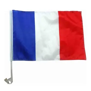 Bendera jendela mobil Perancis dengan tiang bendera mobil gading