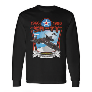Camiseta de manga larga Sr71 Blackbird 1966 1998 Diseño de aviones militares - Product Image 2