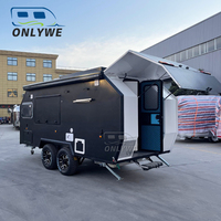ONLYWE Camping Caravan Travel Trailer 2-4 personnes, caravane en fibre de verre, grand camping-car tout-terrain