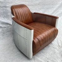 Spitfire Rétro Métal Aluminium Vintage Vieilli Cuir Tan 360 Pivotant Tomcat Chaise Aviateur