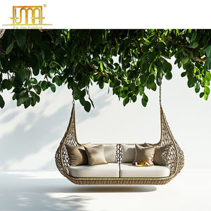 Balançoire de canapé à bascule en rotin en osier de jardin extérieur pour le salon - Product Image 3