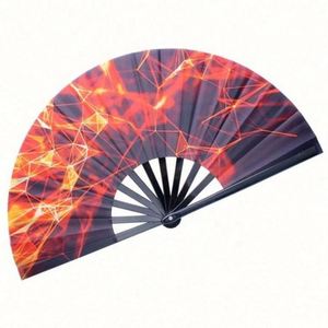 Holographic 33cm Nylon-Cloth Foldable <b>Fan</b> <b>Large</b> Reflective Bamboo Holding for Festival Party Performance Handmade Bamboo Crafts - Product Image 1