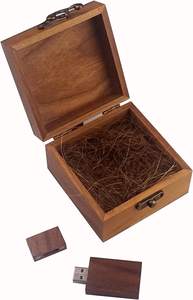 JUNJI-Unidad flash <span class=keywords><strong>USB</strong></span> de madera de nogal de 16GB con estilo de arte popular, tablero de pino pulido, caja de madera para bodas - Product Image 2