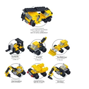 194 Piece building blocks 6 in 1 engineering trucks blocks toys kids building blocks hatching egg technic toys