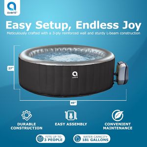Jilong Avenli 17603EU Bañera de hidromasaje redonda inflable para exteriores 2 a 3 personas Piscina de spa redonda inflable 165cm X 70cm - Product Image 4