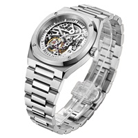 Montre automatique chinoise de luxe pour hommes, avec grand cadran squelette unique, en acier inoxydable doré