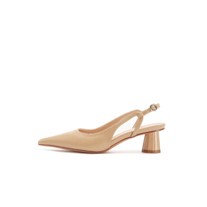 Zapatos de Tacón con Tira Trasera, Punta Puntiaguda, Tacón Cuadrado, Forro de Cuero, Color Sólido, Tendencia de Moda, para Oficina - Product Image 5