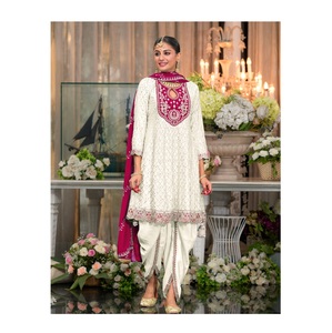 Designer Dhoti Style Salwar Kameez Chinon avec broderie Travail complet cousu Costume pakistanais pour la vente à l'exportation - Product Image 1