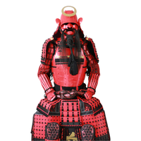 Costume de guerrier rouge grandeur nature, tenue de samouraï japonais, casque, accessoires de scène, accessoires de film, cosplay - Polyester pour adulte