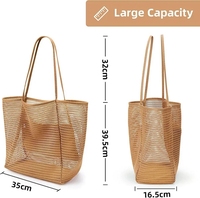 Sac de plage pliable en maille grande capacité pour femme, idéal pour la randonnée, le sport, le camping, la natation, sac à bandoulière tissé, ouverture supérieure, pour les voyages