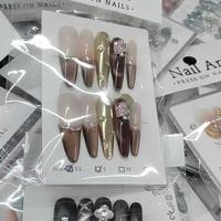 Artículo Popular, Uñas Postizas Hechas a Mano con Diseño Aleatorio, 10 Piezas/Juego, Entrega Rápida, Listas para Enviar, Uñas a Presión para Mujer