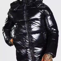 Veste d'hiver matelassée à capuche pour homme, surdimensionnée, imperméable, personnalisée, avec un design brillant et robuste, vente en gros