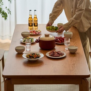 Fangyuan Solid Wood Dining Table Rectangle Cherry Wood Nordic Style Stable Structure Dining Room Furniture - Product Image 1