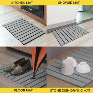 <span class=keywords><strong>FIGOO</strong></span> - Tapis de bain pliable en terre de diatomée, tapis de bain en pierre super absorbant à séchage rapide, tapis antidérapant en diatomite pour salle de bain - Product Image 5