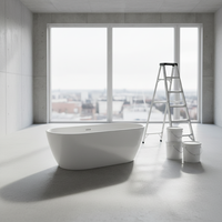Baignoire ovale autoportante moderne en acrylique blanc brillant de luxe, écologique, capacité 50-59 gallons, pour salle de bain