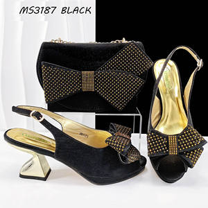 أحدث أحذية فستان الخوخ الإيطالي الكعب المنخفض بالجملة وحقيبة مطابقة مجموعة النساء على الطراز النيجيري - Product Image 2