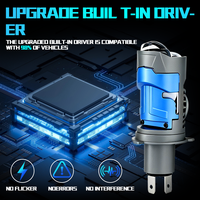 Mini projecteur laser JHS H4, ampoule de phare LED Fisheye Bi-LED, 8000 lumens, 6000K, pour moto et voiture