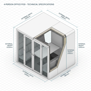 Cabina Prefabricada Insonorizada <span class=keywords><strong>para</strong></span> 4 Personas, Módulo de Oficina Acústico, Cabina de Privacidad Portátil, Cabina Silenciosa <span class=keywords><strong>para</strong></span> Sala de Reuniones - Product Image 5