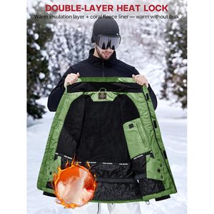 FOXA Men's <b>Waterproof</b> Ski <b>Jacket</b> Fleece Lined Warm Winter Hooded Snow Wear - Product Image 3