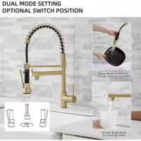 Robinet de cuisine moderne de luxe à levier unique, monté sur le pont, flexible, eau chaude et froide, style unique, vannes d'évier de cuisine, style fermier