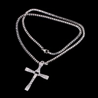 Fast & Furious 8 : Collier Croix pour Enfants 50 cm, Chaînes Multiples en Alliage de Zinc "Torre" avec Diamant Plaqué Or, Cadeau d'Anniversaire