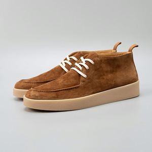 Bottes Chukka mi-mollet en daim marron à lacets, bout rond, semelle extérieure en caoutchouc, semelle intermédiaire en EVA, amorties, polyvalentes, chaussures décontractées hiver-été - Product Image 3