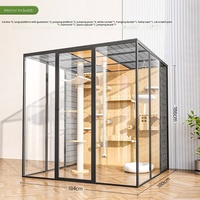 Maison pour animaux de compagnie, cage à chat moderne, maison pour chat d'intérieur, extra large, en bois massif, structure d'escalade intégrée, lit pour chat, villa toutes saisons