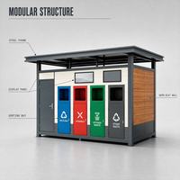 Station de tri des déchets intelligente pour l'intérieur avec un design écologique et un compactage automatique pour une utilisation dans les quartiers commerciaux.