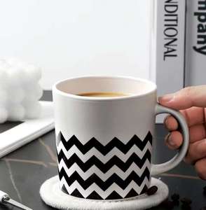 New Design Good Quality American Style Vintage Ceramic Mug 300ml Black <b>White</b> Pattern Food Safe Reusable Business <b>Gifts</b> - Product Image 5
