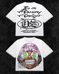T-shirt oversize streetwear pour homme avec imprimé de personnage, manches courtes, jersey de coton, col rond, design graphique, logo sur le devant - Product Image 2