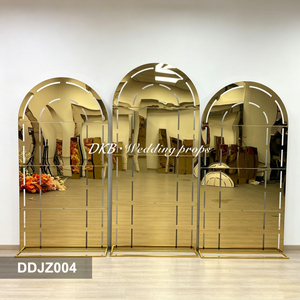 DKB Luxury Modern Detachable New Arrival Wholesale Wedding Arch Semicircle <b>Grid</b> Golden Stainless Steel Screen Stage Background - Product Image 3